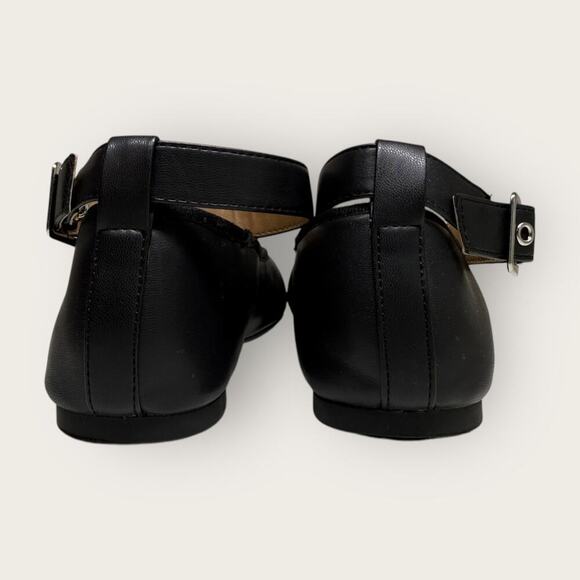Sun + Stone | Luellaa Buckle Ankle Strap Ballet Flats | Black | Size 8 - Picture 8 of 13
